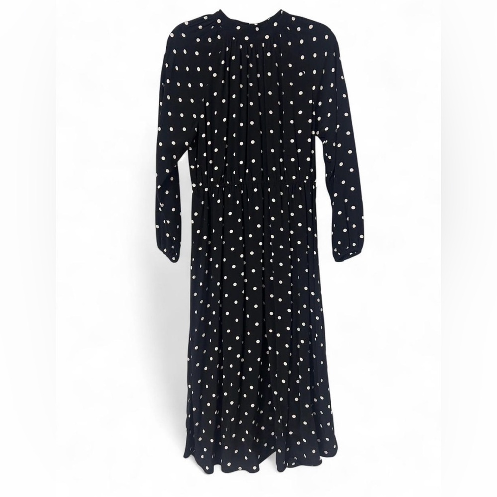 LOFT Black Polka Dot Maxi Dress | Size 8 | Long Sleeve | Stretch Waist